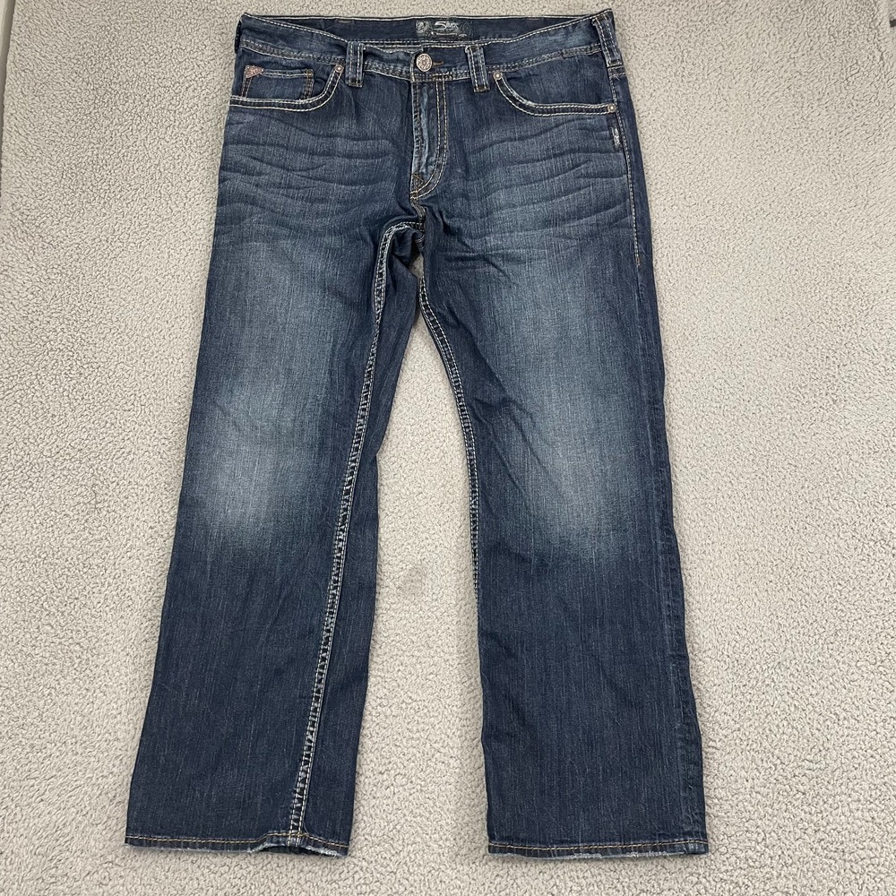 Silver Jeans Co Zac Relaxed Fit Jeans Men 40x32 Dark Wash Blue Denim